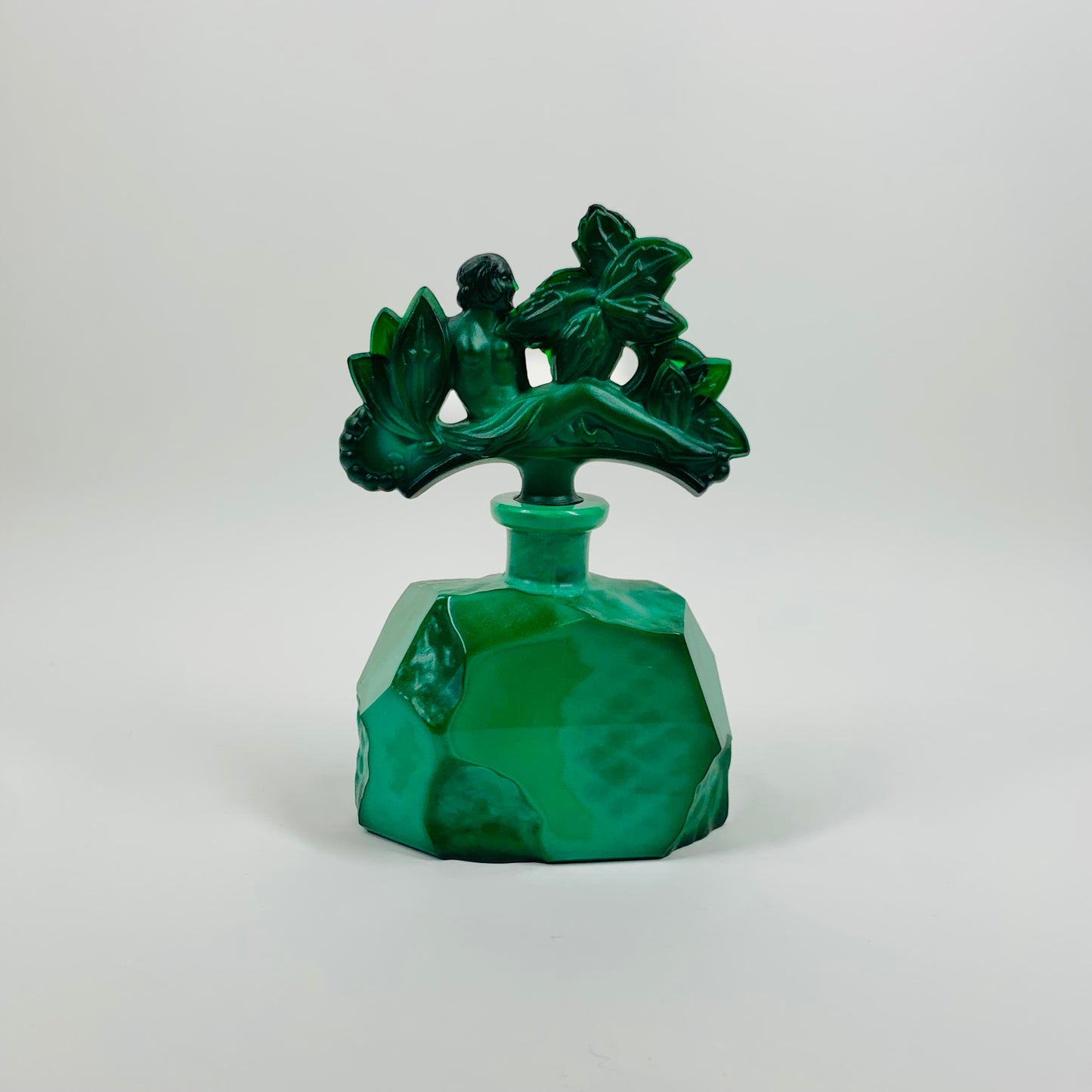 ART DECO MALACHITE GLASS PERFUME BOTTLE