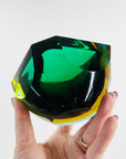 1950s FACETED MURANO GREEN BLUE GOLD GEODE BOWL