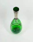 ANTIQUE ITALIAN VENETIAN GREEN GLASS CARAFE SET WITH SILVER INLAID