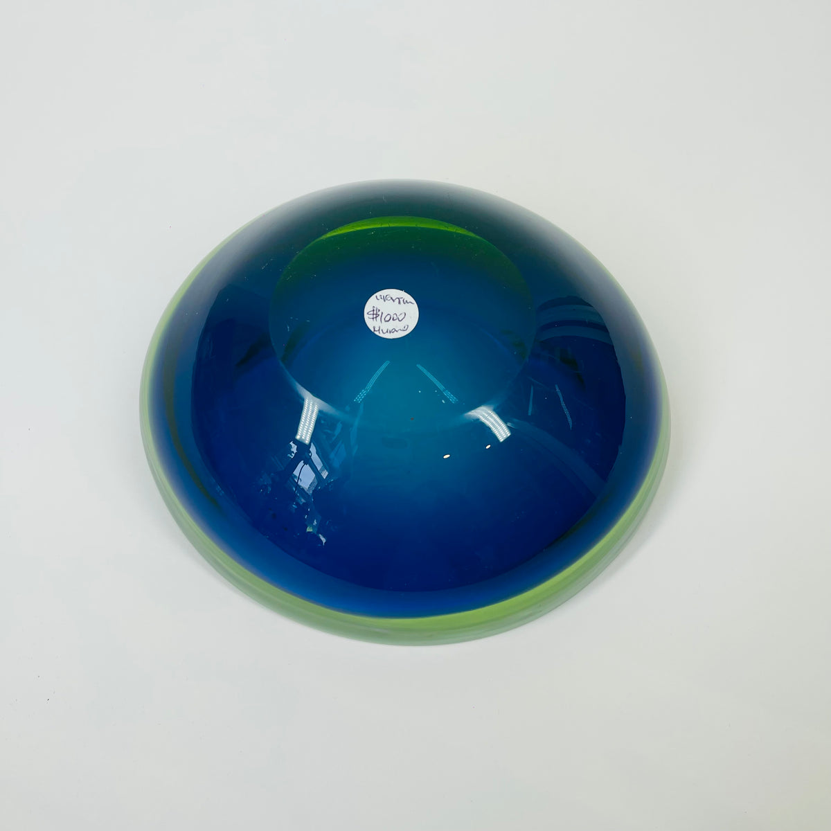 1940s BLUE AQUAMARINE SOMMERSO URANIUM GLASS OBLONG BOWL