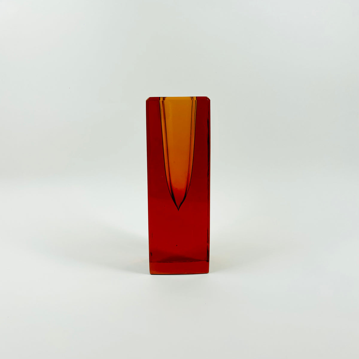 1960s BURNT HONEY BROWN SOMMERSO GLASS BLOCK VASE