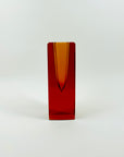 1960s BURNT HONEY BROWN SOMMERSO GLASS BLOCK VASE