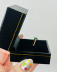 ANTIQUE ART DECO 14K GOLD RING WITH EMERALD & DIAMONDS