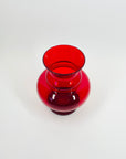 ANTIQUE ITALIAN MURANO RUBY RED GLASS HOOP POSY VASE