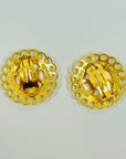 VINTAGE HERMES FANTASIE LOGO BUTTON CLIP ON EARRINGS