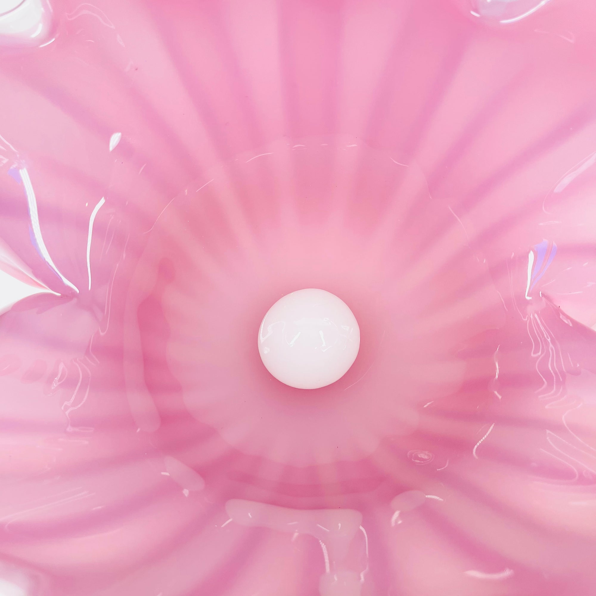 1950s PINK MURANO OPALINE GLASS CLAM SHELL BOWL (XL)