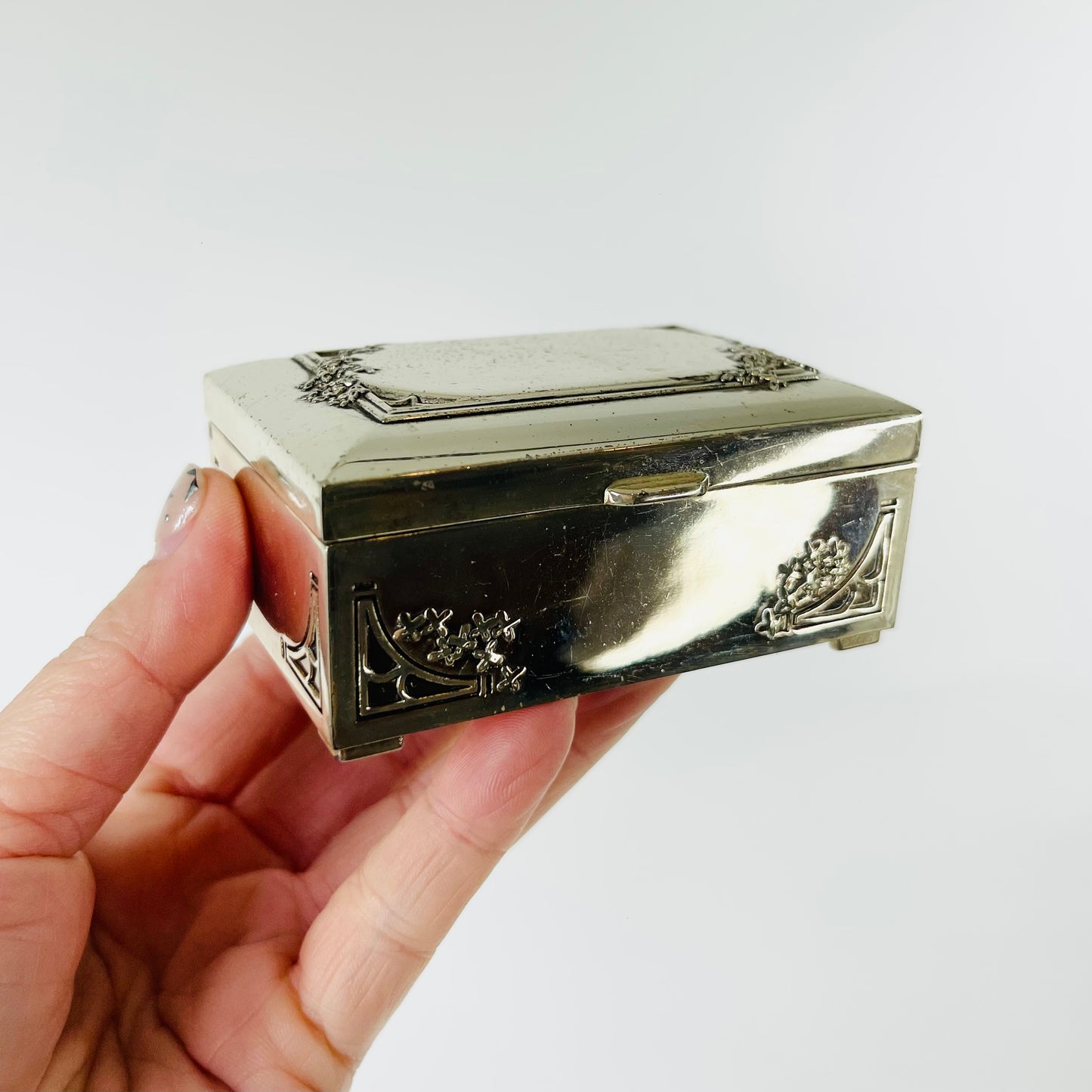 1950s JAPANESE SILVER PLATED LIDDED BOX