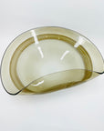 1980s CZECH LARGE CASED BROWN PINCHED GLASS BOWL