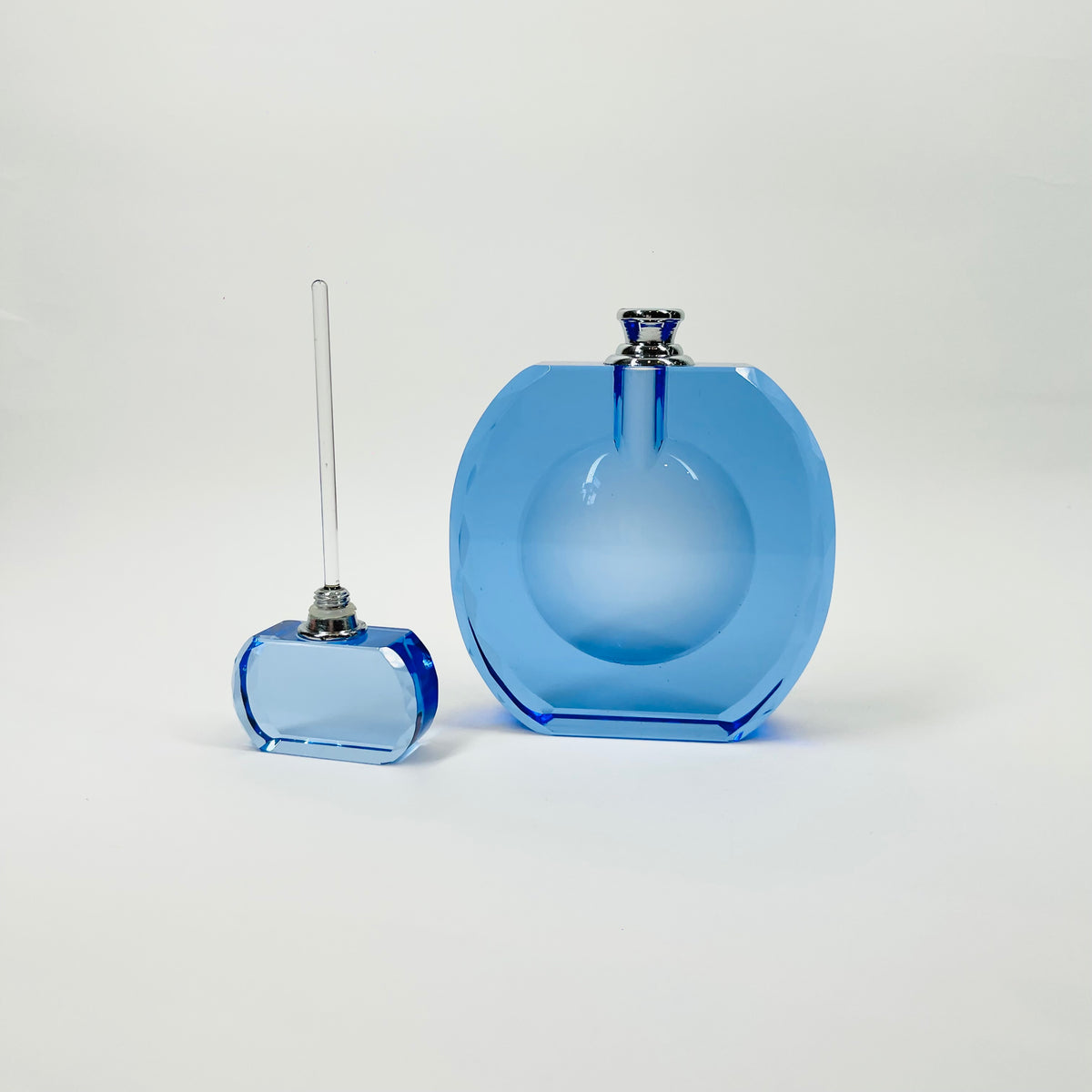 1980s CZECH BLUE CRYSTAL PERFUME BOTTLE