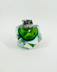 1940s GREEN BLUE MURANO SOMMERSO FACETED GLASS LIGHTER BOX
