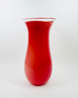 1980s MOUTH BLOWN CASED RED ART GLASS VASE