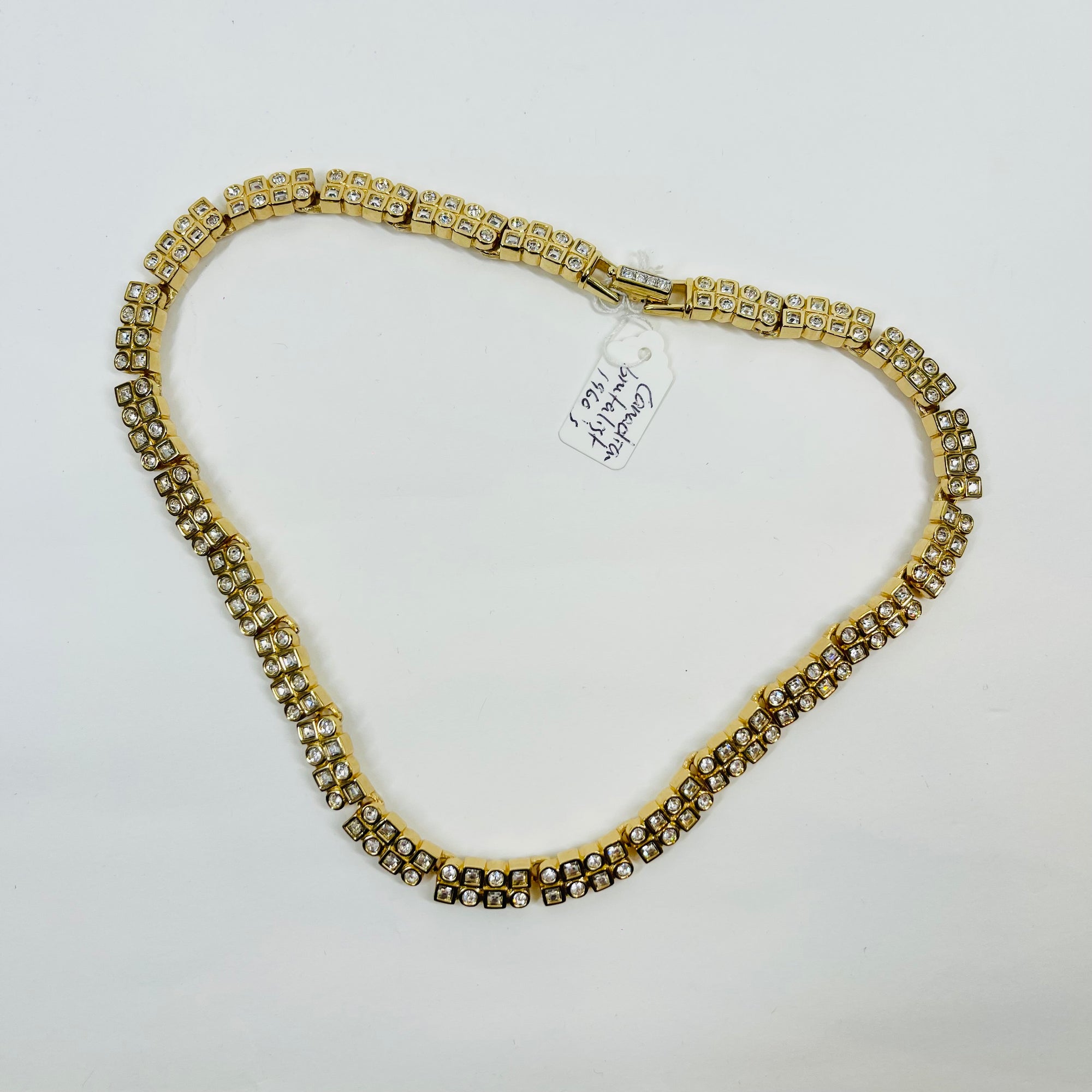 1960s CANADIAN COSTUME BRUTALIST DIAMONTE TENNIS NECKLACE
