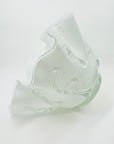 1960s MURANO CASED WHITE RUFFLE RIM HANDKERCHIEF GLASS VASE MILLEFIORI