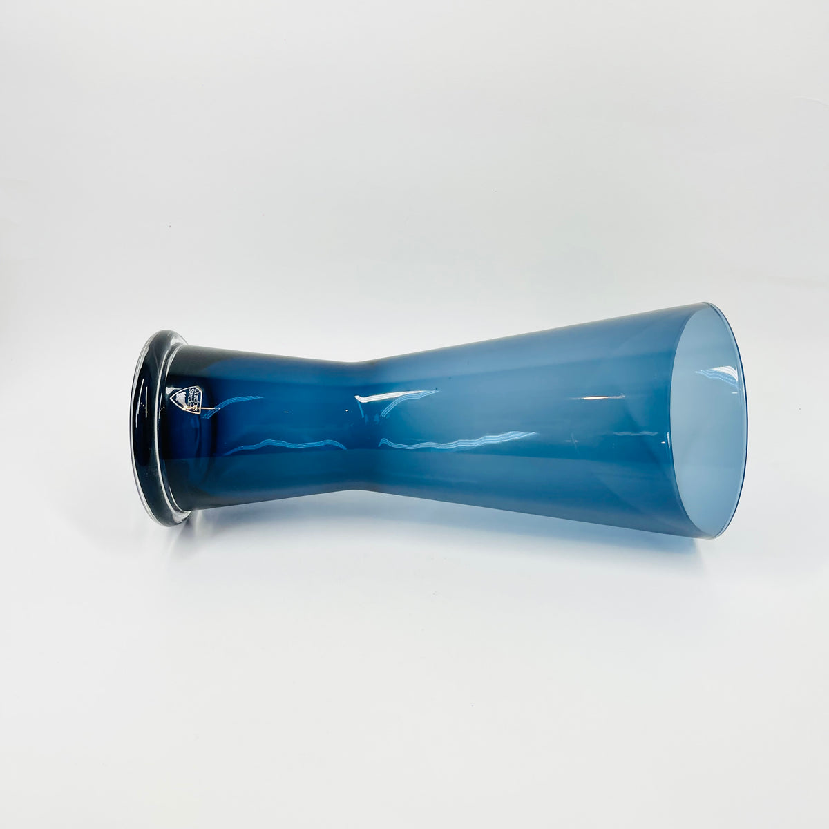 1980s ORREFORS BLUEMARINE GLASS VASE