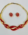 70s BARCS RED ENAMEL NECKLACE SUITE