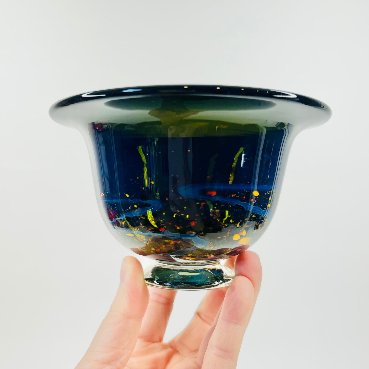 ABSTRACT ART GLASS SMALL BOWL BY ROLLIN KARG