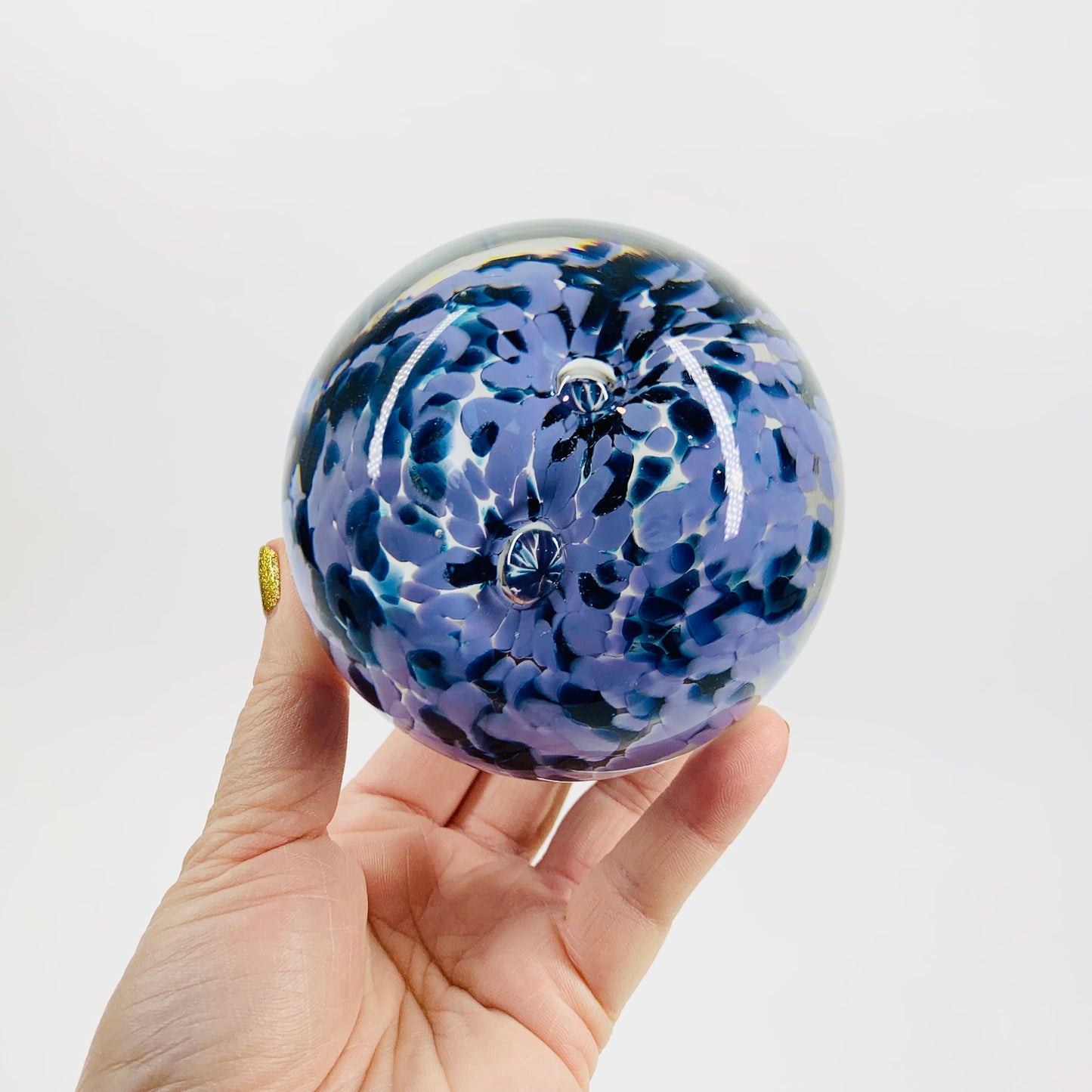 PURPLE SPATTER SPACE AGE PAPERWEIGHT