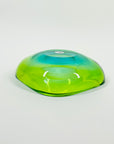 1960s GREEN BLUE PEACOCK HARLEQUIN SOMMERSO FACETED GEODE GLASS BOWL