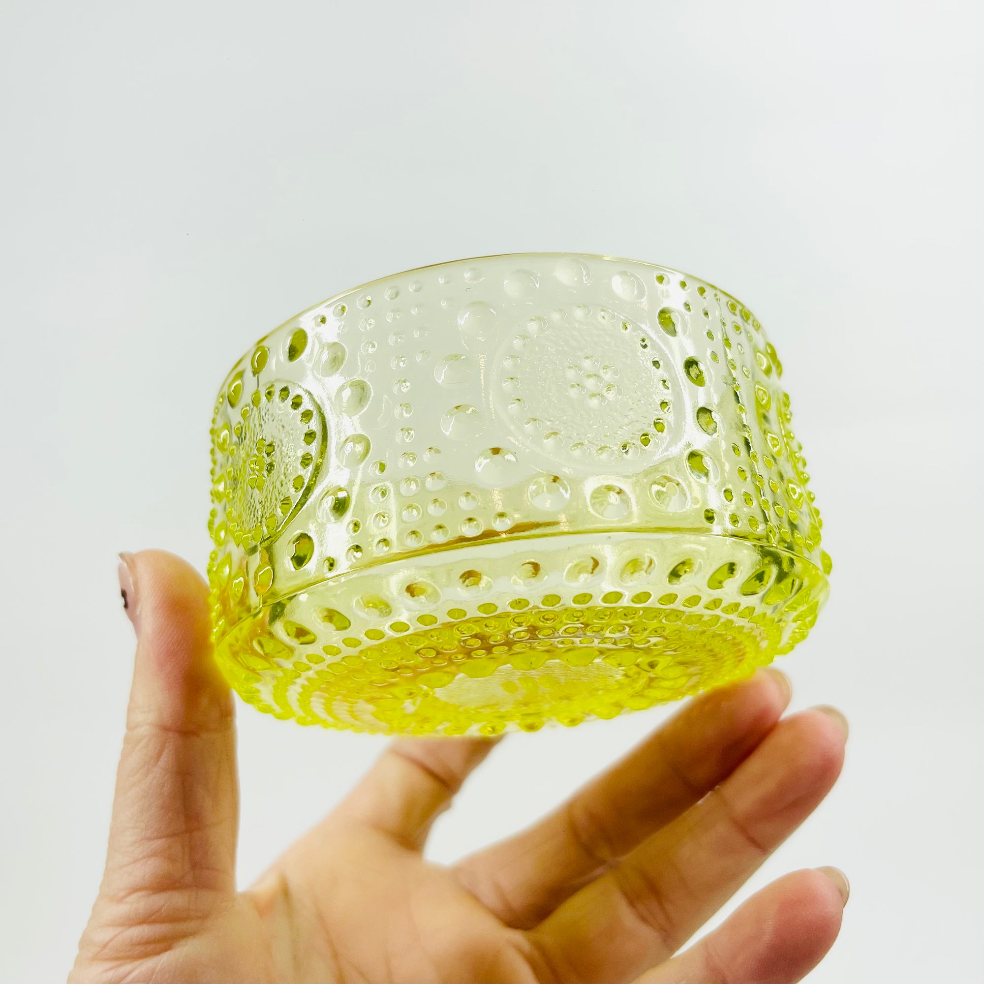 MIDCENTURY FINNISH URANIUM GLASS GRAPPONIA BOWL BY NANNY STILL FOR RIIHIMAEN LASI