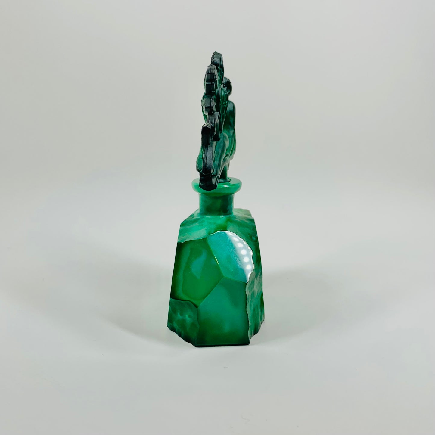 ART DECO MALACHITE GLASS PERFUME BOTTLE