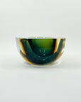 1950s BLUE TEAL GOLD MURANO SOMMERSO FACETED GLASS BOWL