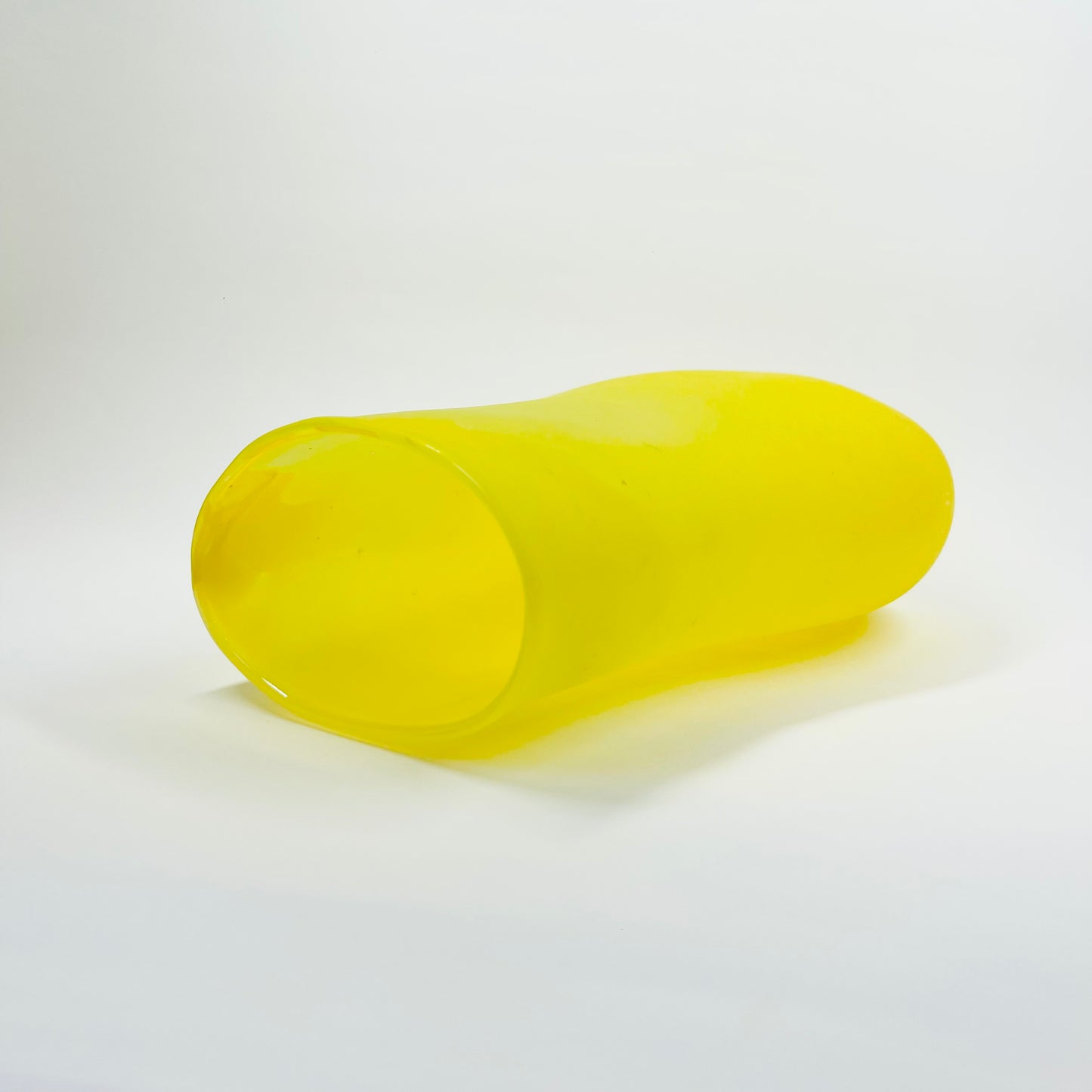 1970s YELLOW SATIN GLASS VASE