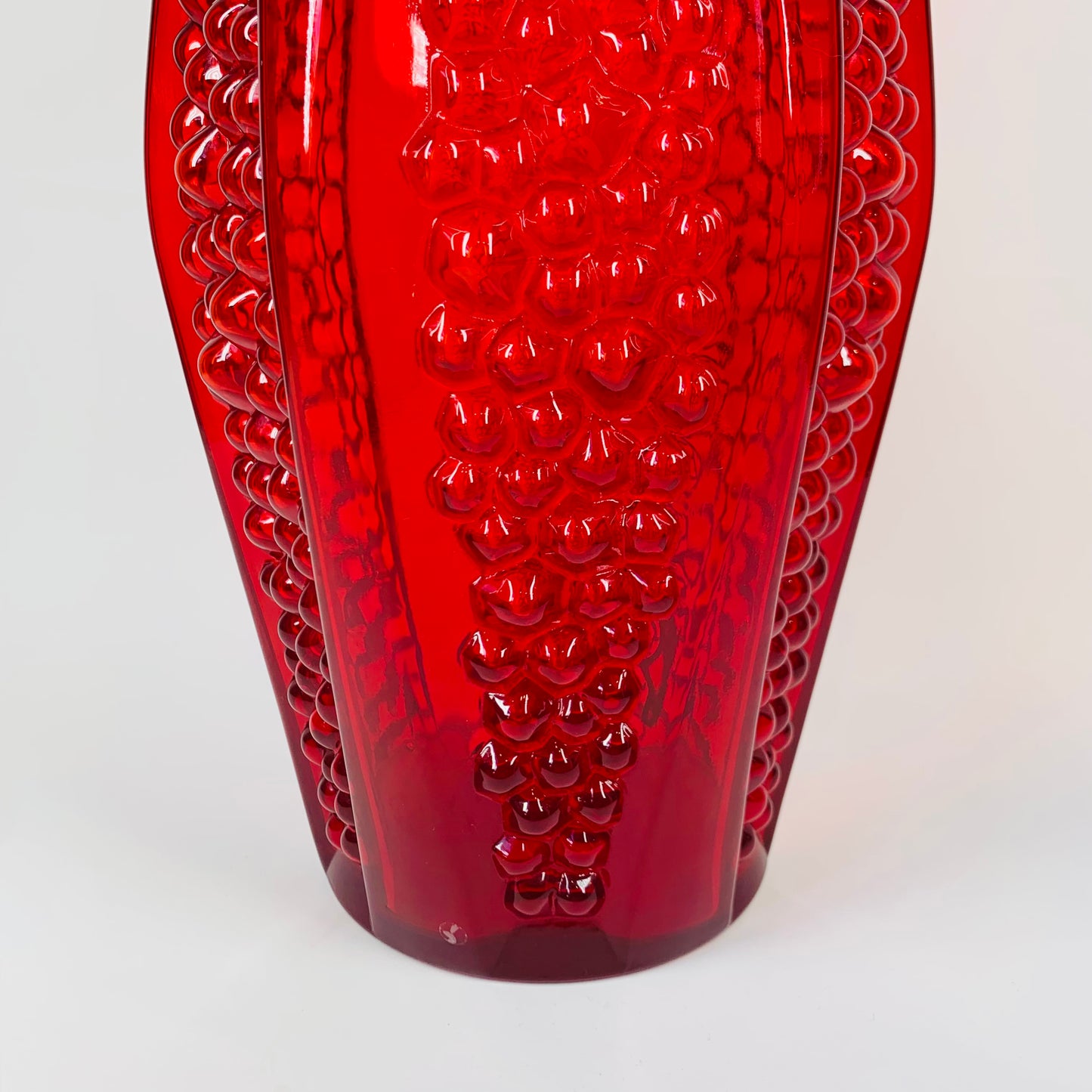 1960s ITALIAN EMPOLI RED GLASS VASE