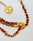 1984 CHANEL MATELASSE RED/BURGUNDY LEATHER GOLD PLATED LOGO BELT
