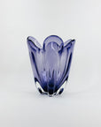1970s JAPANESE HINERI PURPLE SOMMERSO GLASS HANDKERCHIEF VASE