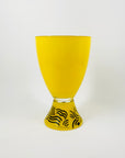 1980s MEMPHIS MILANO HAND PAINTED YELLOW GLASS VASE BY NATHALIE DU PASQUIER
