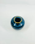 1980s AUSTRALIAN STUDIO BLUE AMBER CRYSTALLINE POTTERY MINI POSY VASE