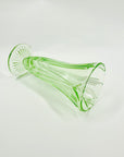 ANTIQUE ART DECO PRESSED GREEN DEPRESSION GLASS VASE