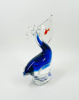 1980s CZECH BLUE GLASS PELICAN