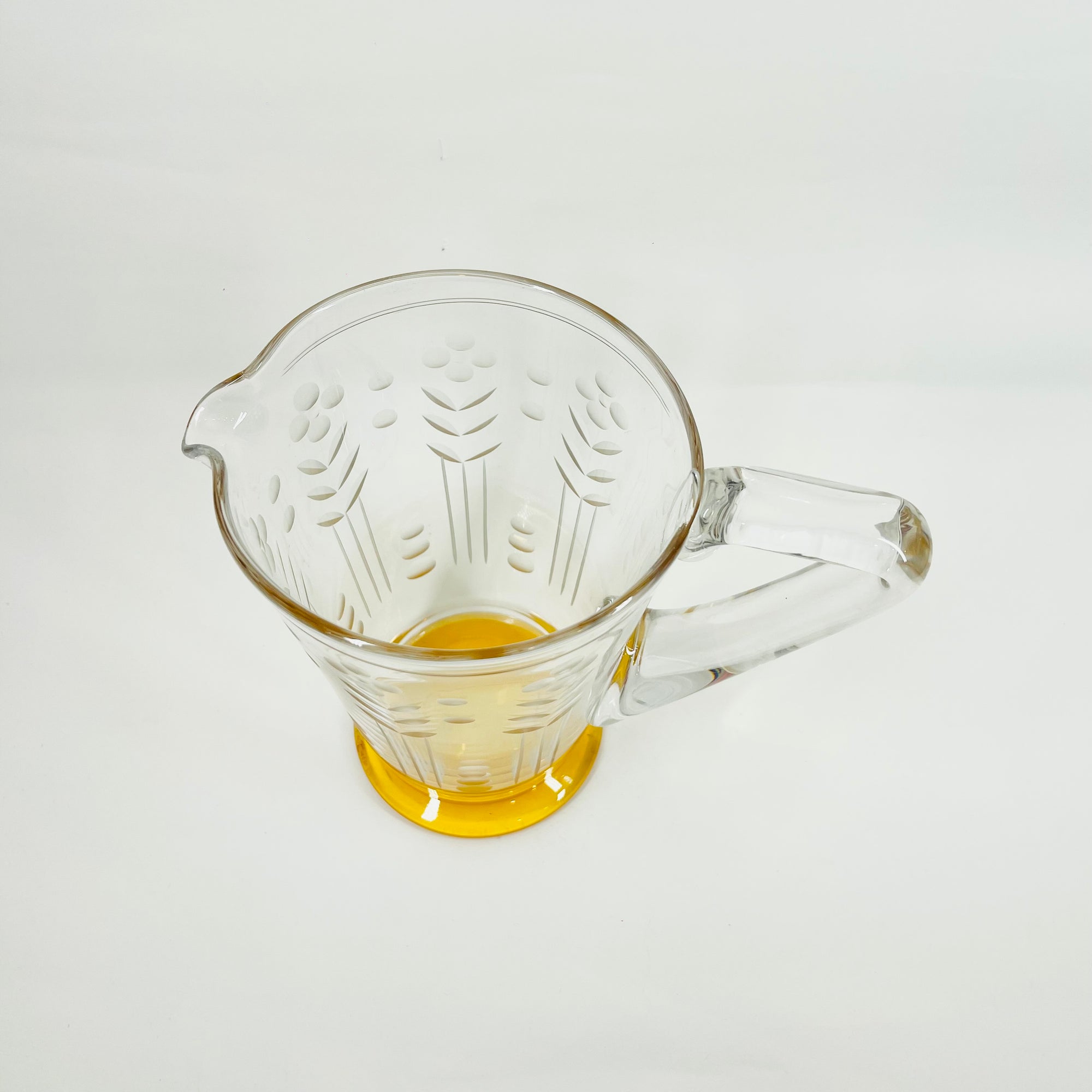 ANTIQUE STUART AMBER ETCHED CRYSTAL JUG SET