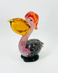 1980s CZECH PINK SPATTER GLASS PELICAN