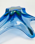 X-LARGE 1940s URANIUM MURANO BLUE SOMMERSO GLASS BOWL