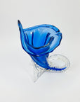 1970s MURANO COBALT BLUE SOMMERSO GLASS CORNUCOPIA VASE