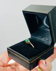 ANTIQUE ART DECO 14K GOLD RING WITH EMERALD & DIAMONDS