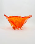 1970s JAPANESE MANDARIN/ORANGE SOMMERSO GLASS TWIST VASE/BOWL