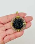 1920s CINER BLACK GLASS CAMEO OF ALEXANDER THE GREAT PENDANT