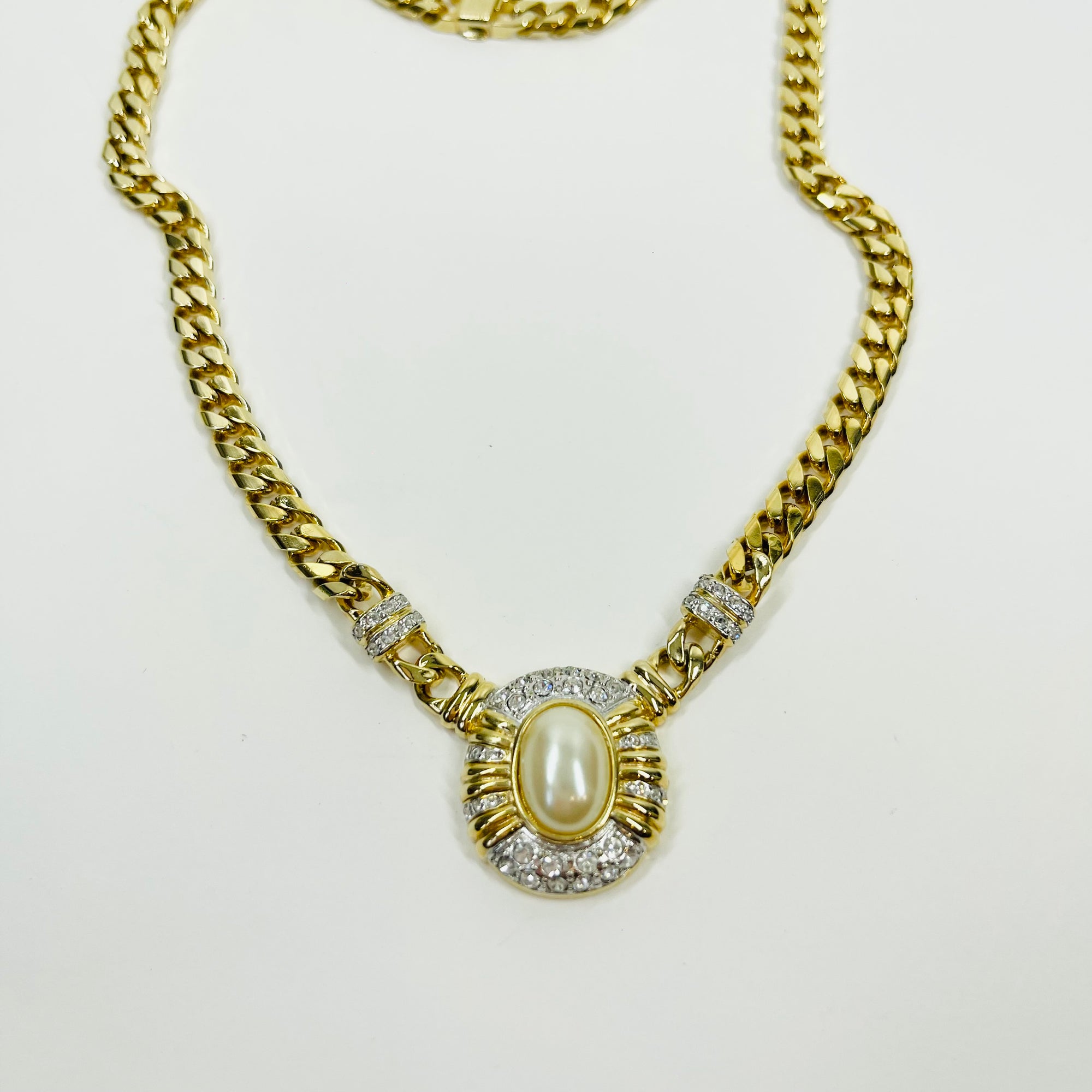 1980s OROTON COSTUME PEARL NECKLACE EARRINGS BROOCH SUITE