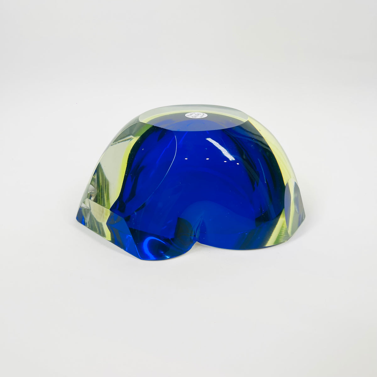 1940s BLUE GREEN COBALT BLUE SOMMERSO URANIUM GLASS GEODE BOWL