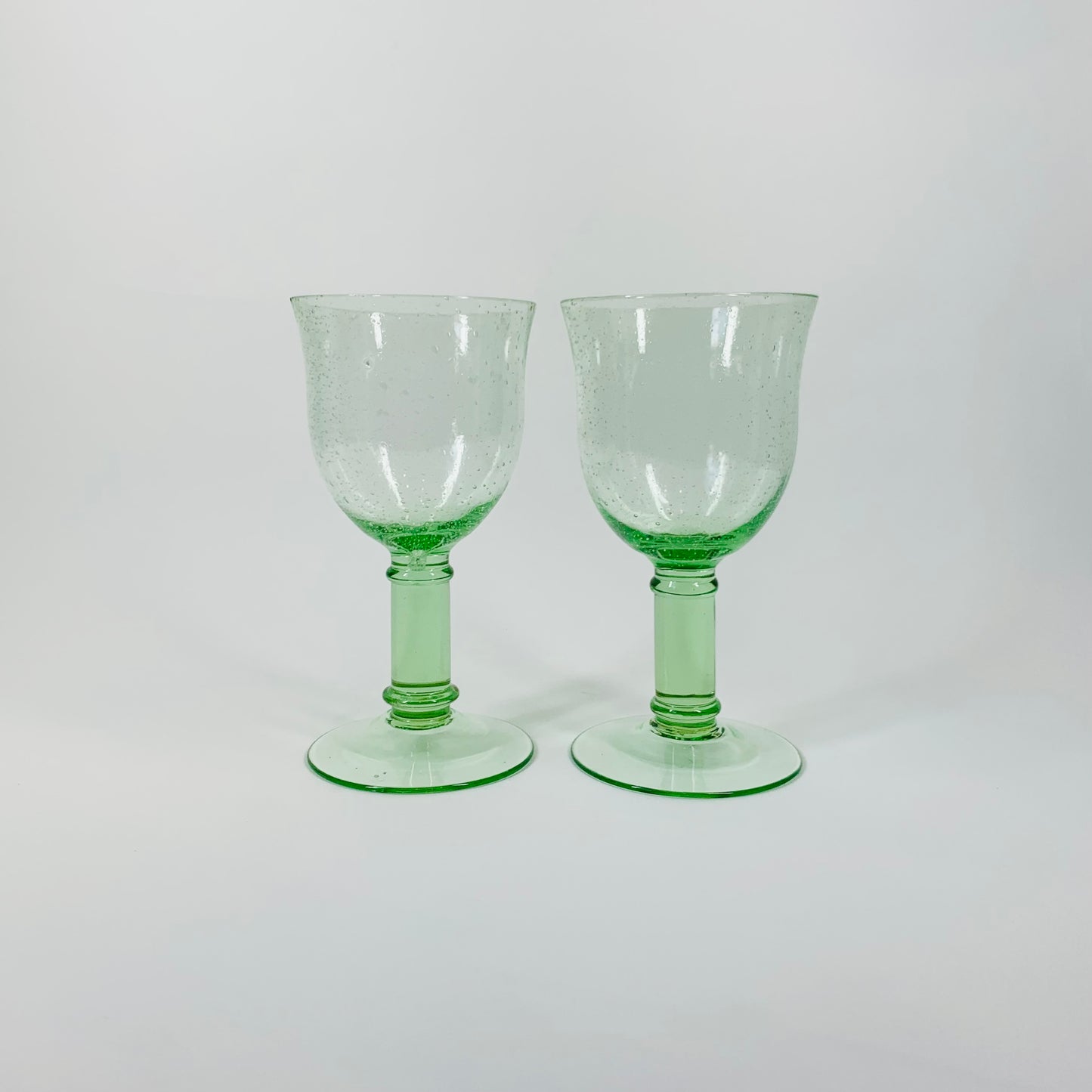 GREEN GLASS GOBLETS