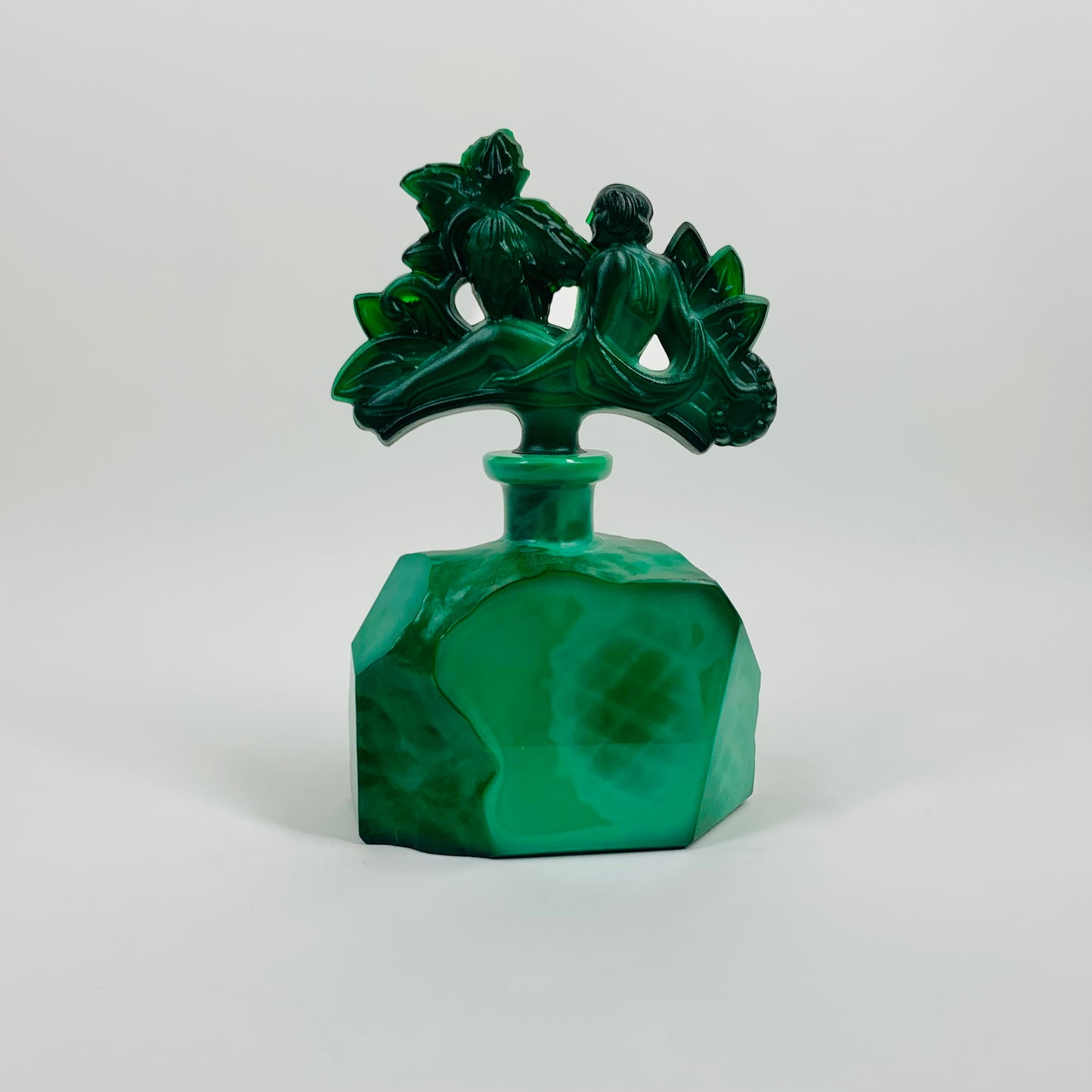 ART DECO MALACHITE GLASS PERFUME BOTTLE