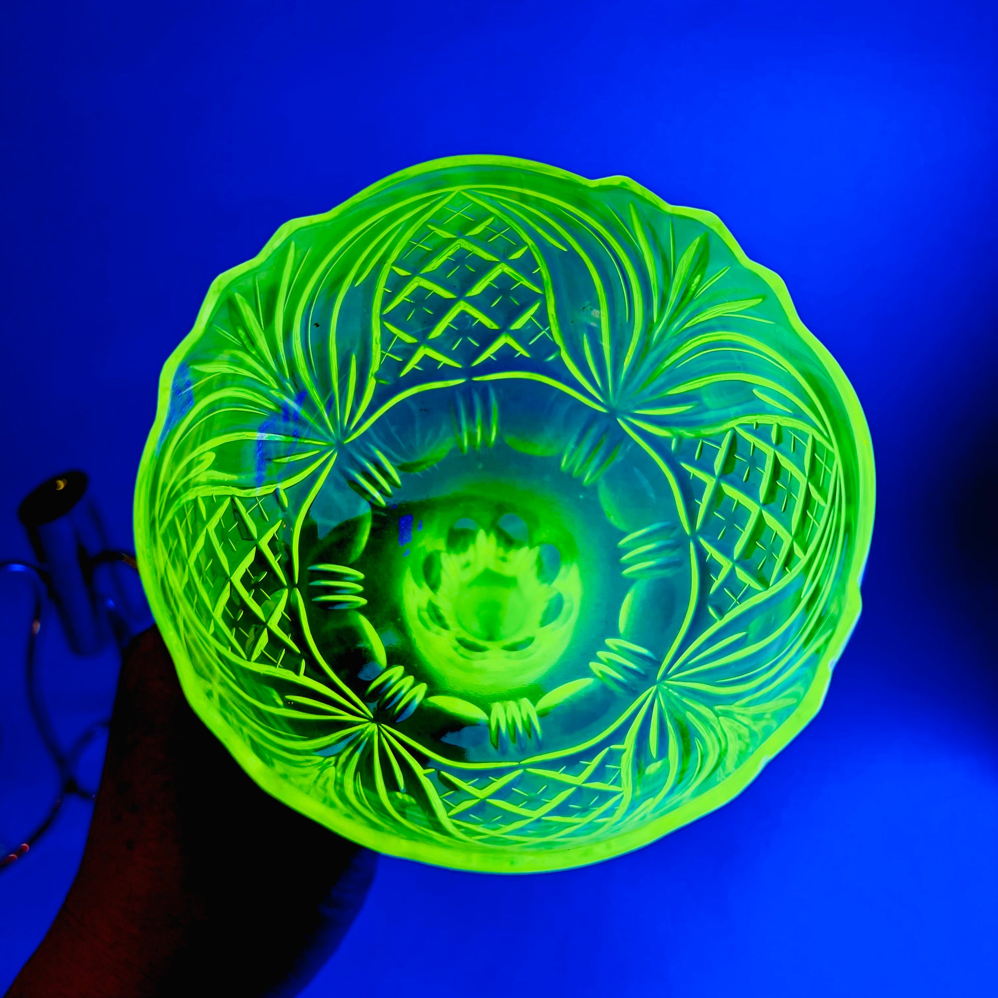URANIUM GLASS TRUMPET VASE