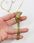 1950s CORO TURQUOISE KNOT WATERFALL LARIAT NECKLACE