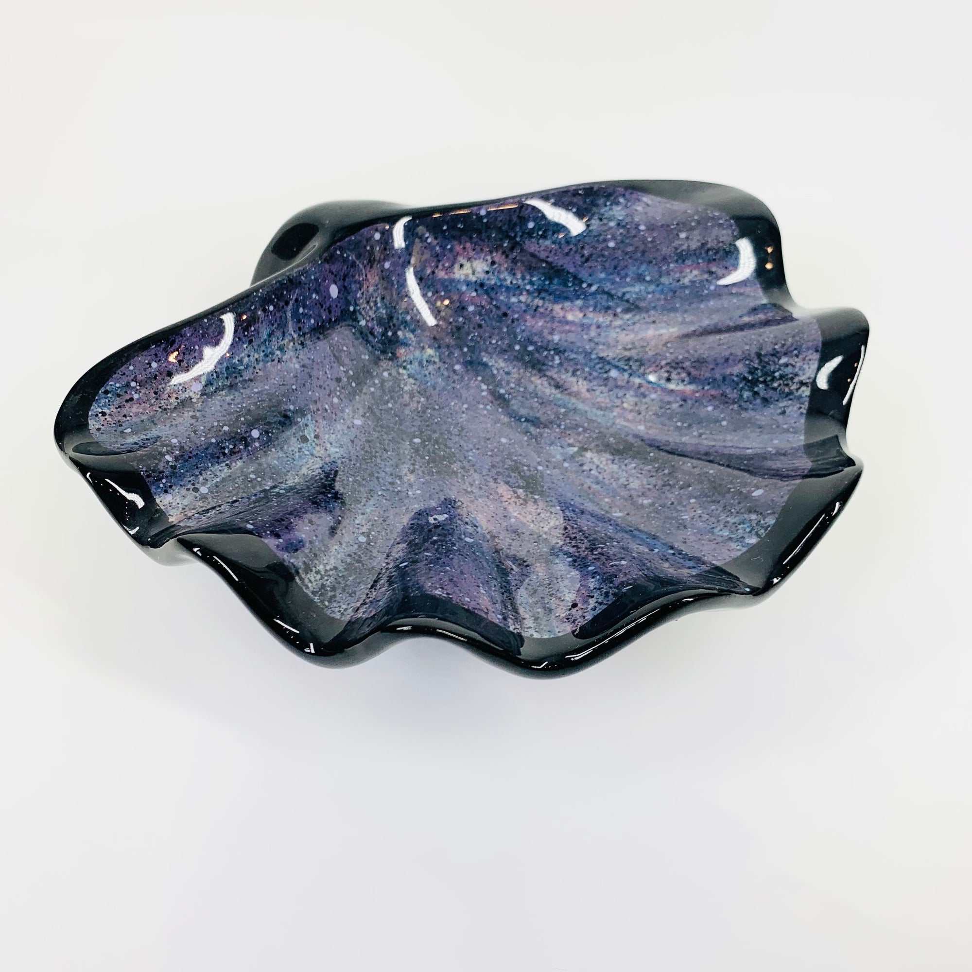 80s BLACK CONFETTI PORCELAIN SHELL BOWL
