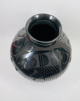 XL SIGNED AUTHENTIC 1990s MATA ORTIZ HAND PAINTED BLACK MONOCHROME POTTERY VASE BY CESAR BUGARINI