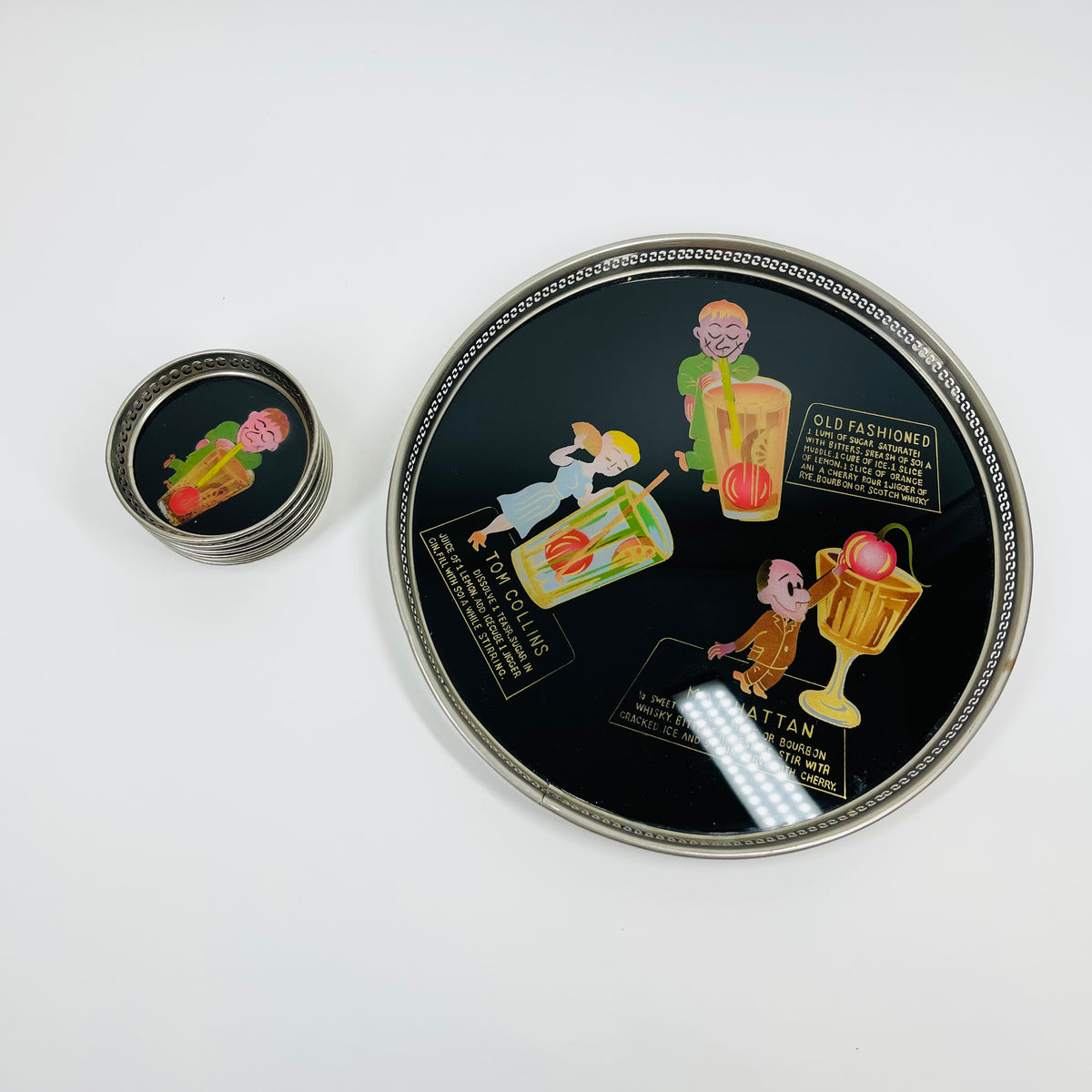 1950s DRINKS TRAY WITH MATCHING COASTERS