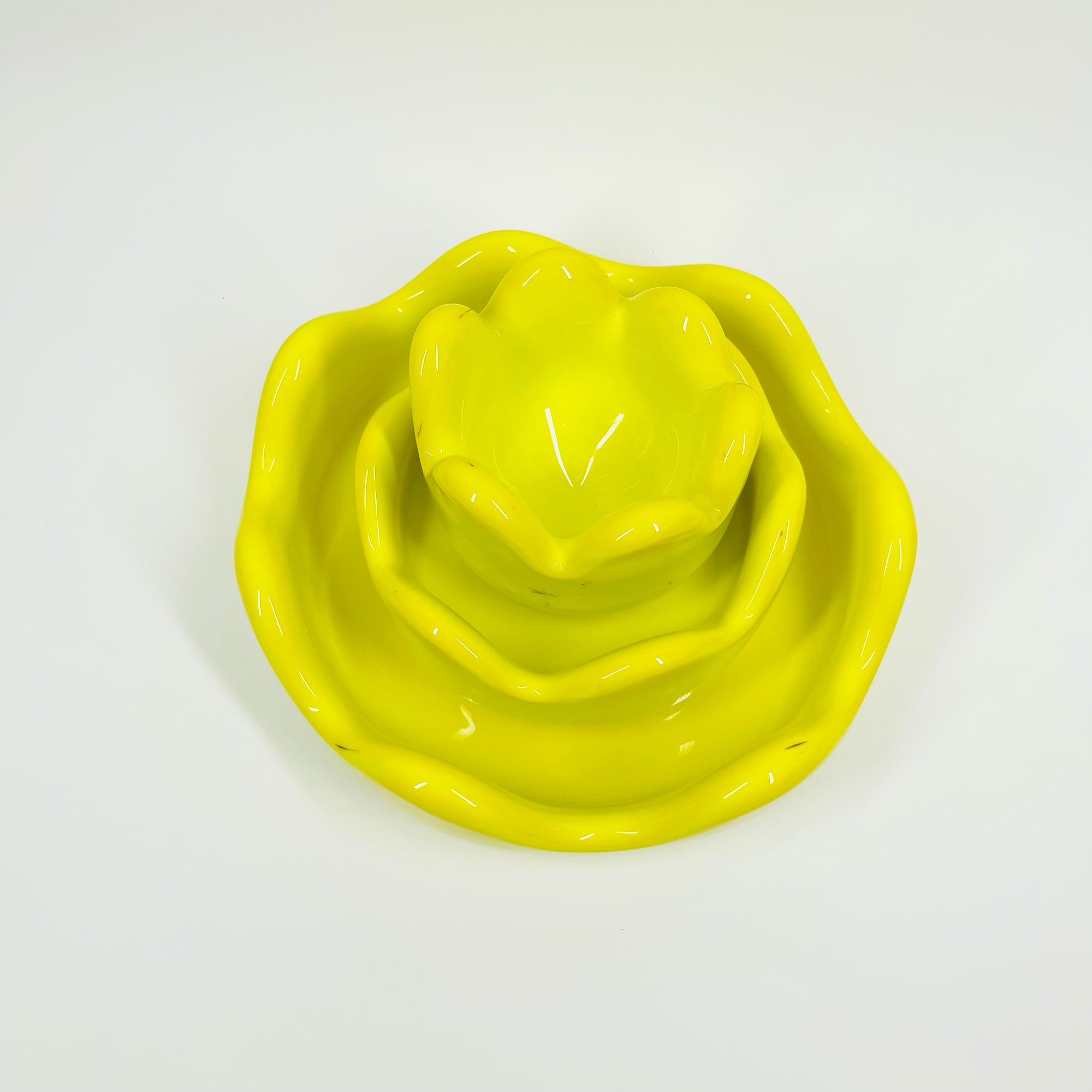 1960s SWEDISH YELLOW LEMON CASED GLASS BOWL BY INGEBORG LUNDIN FOR ORREFORS